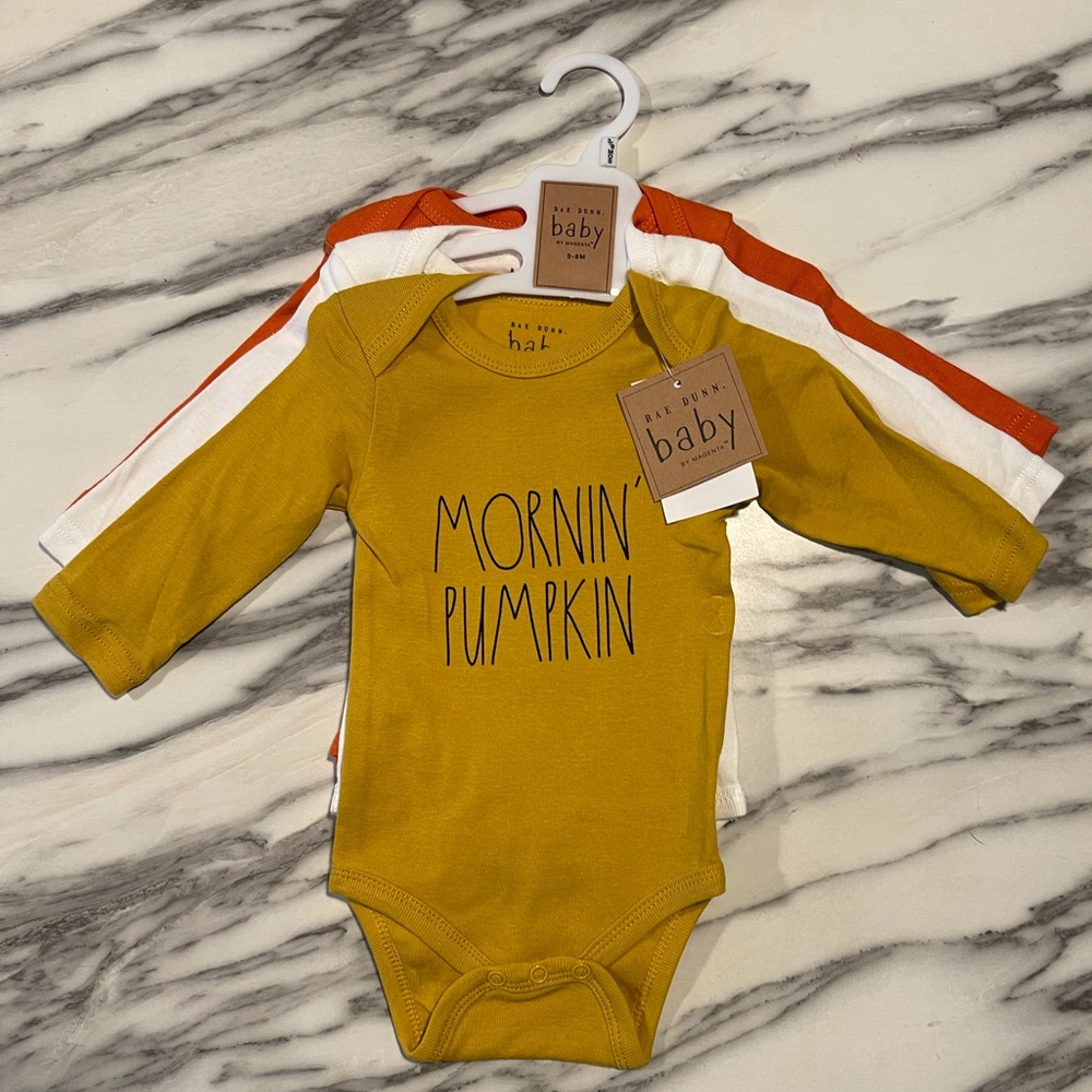 Rae Dunn fall baby onesies size 3-6 months